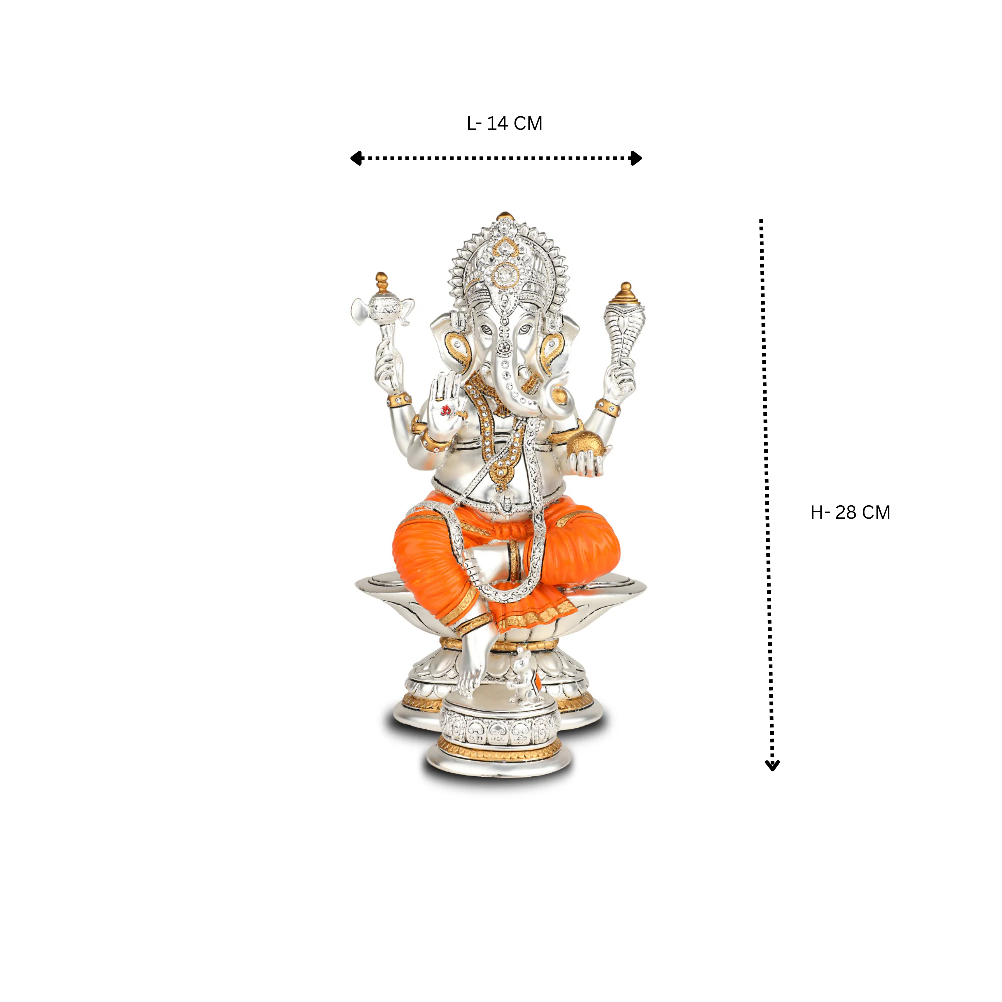 Siting Ganesha (h-30.5)- Silver