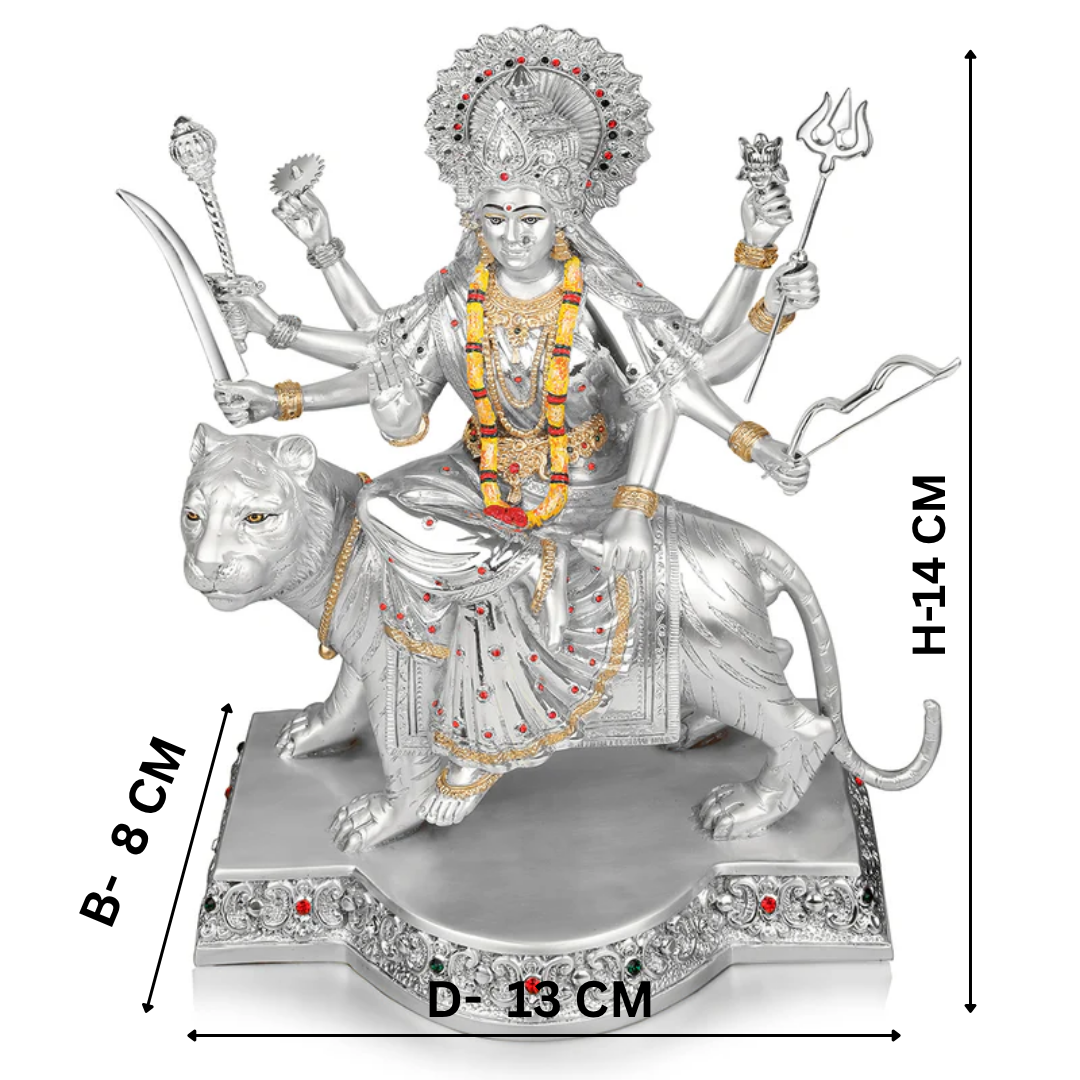 Sherawali Maa Idol with Tiger & Floral Garland