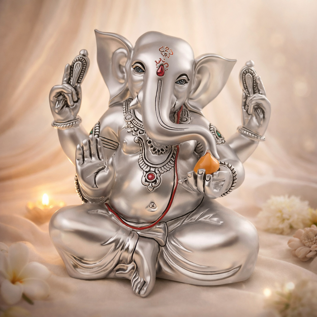 Matt Ganesha (h-14 cm)- Silver