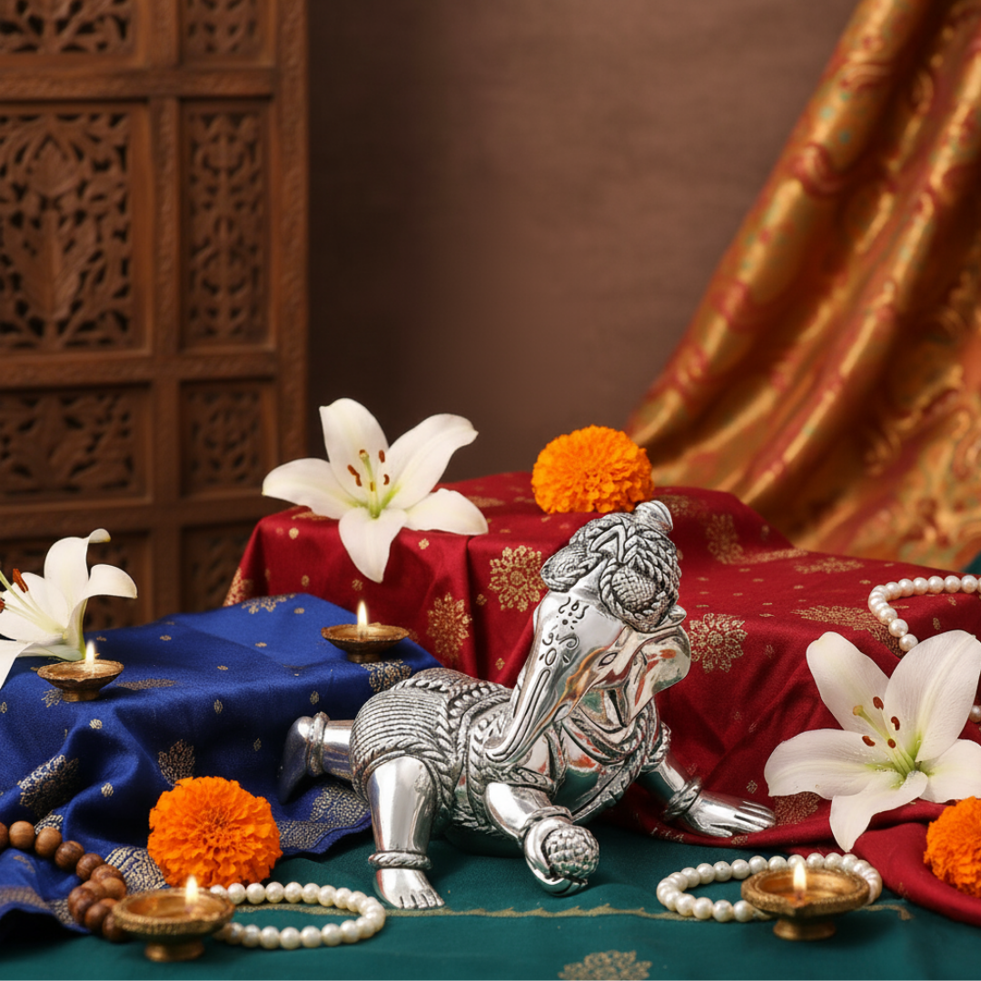 Bal Ganesha (Height 7cm) Sterling Silver Statue