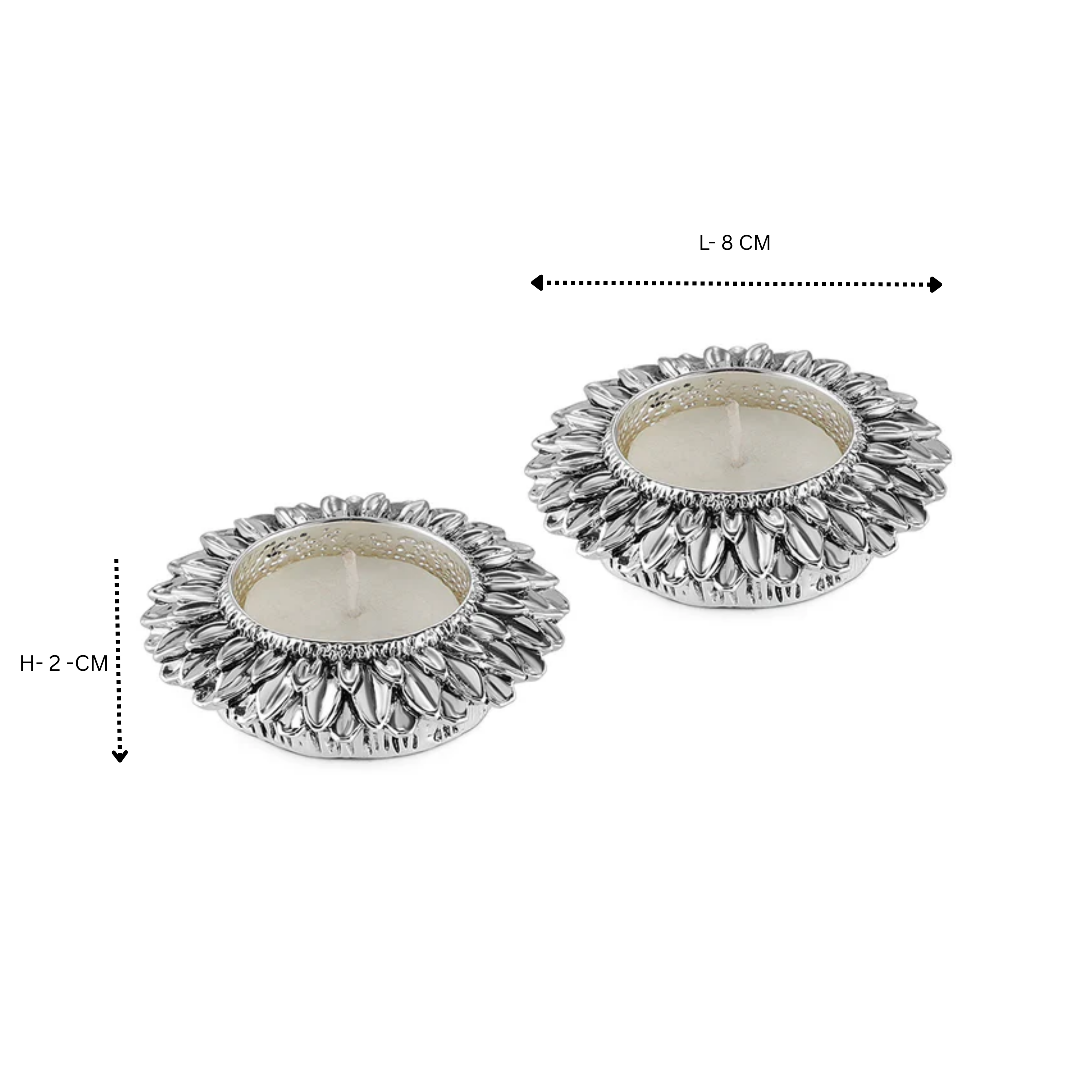 Sunflower tea light Silver- Set of 2