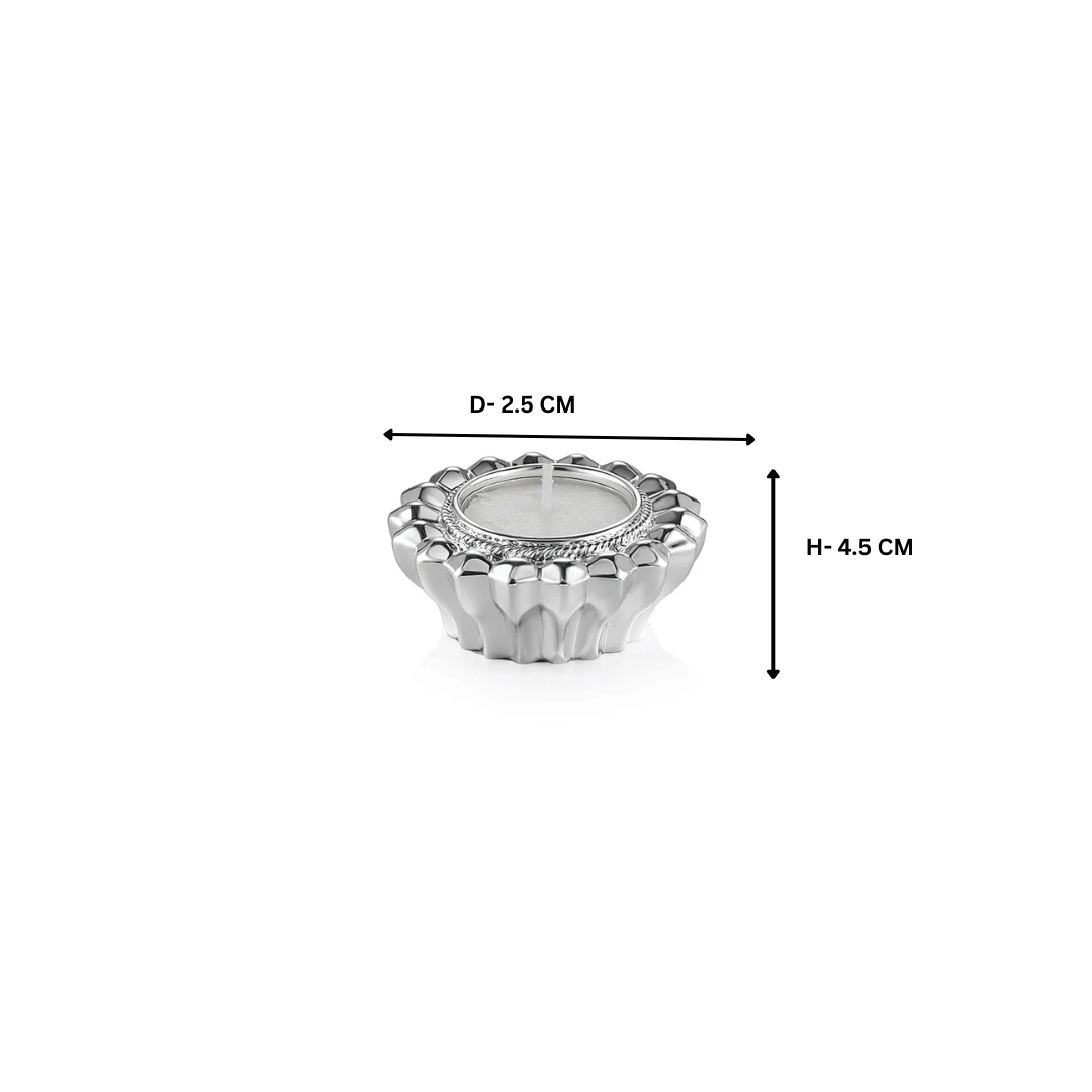 Diamond Tea Light Silver- Set of 2