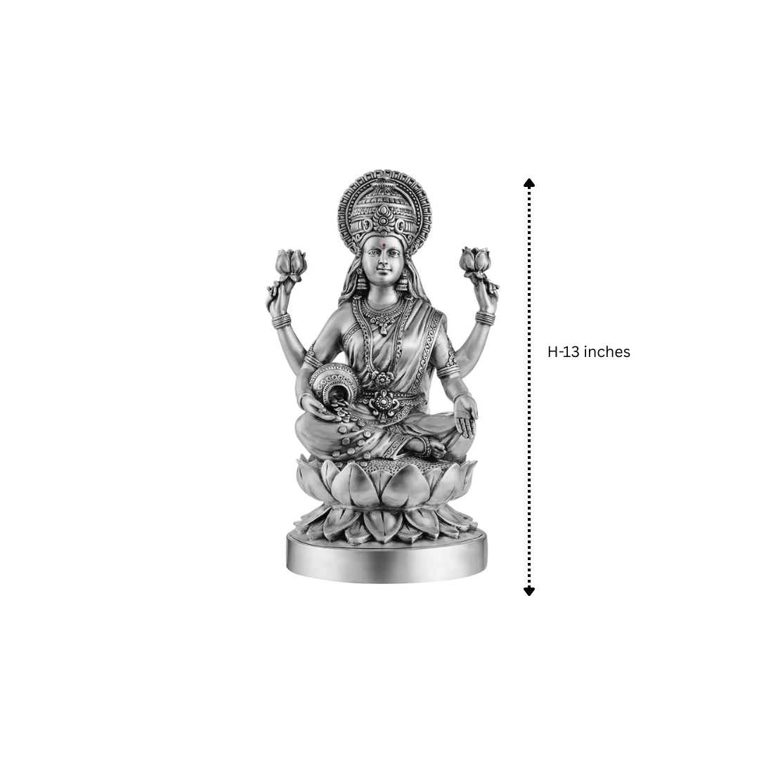 Lakshmi ji on kamal 13 inch- Silver