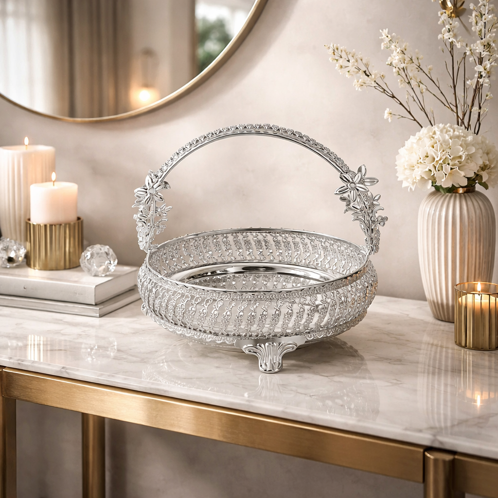 Basket With handle Silver