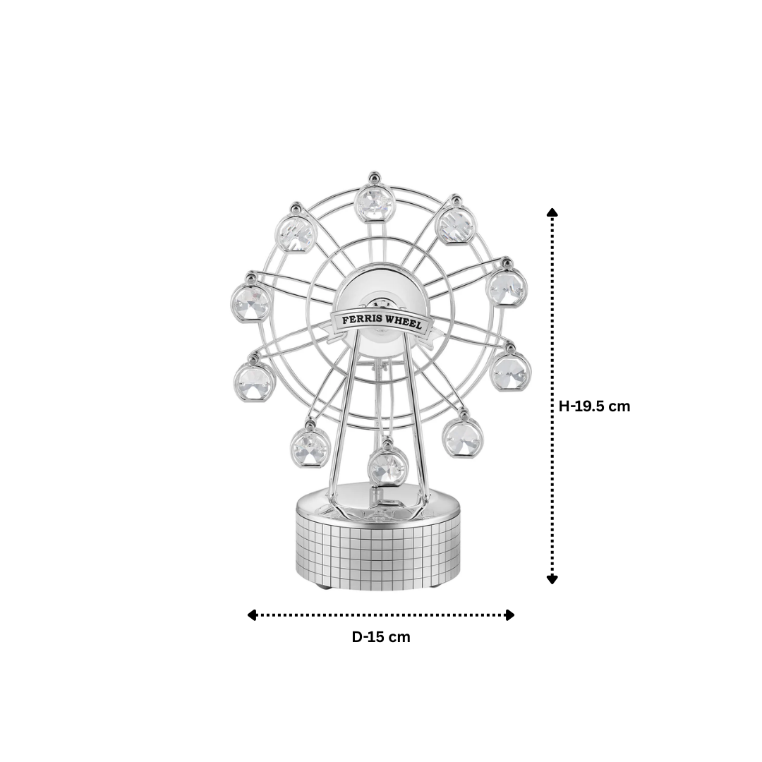 Ferris Wheel Musical Box Silver Clear Crystal