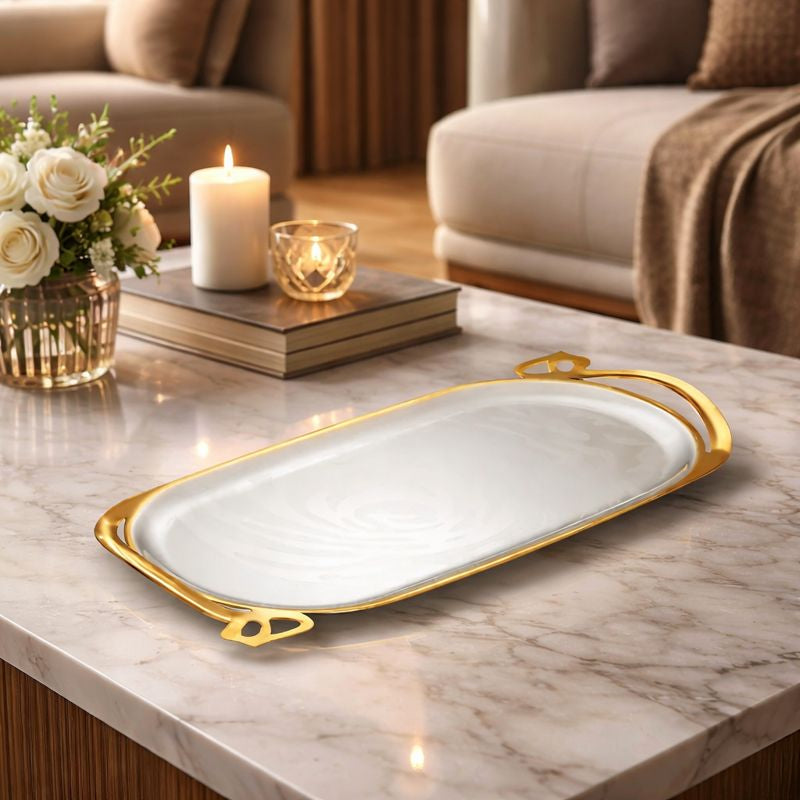 Cutwork Oval Designer Tray Dual Tone