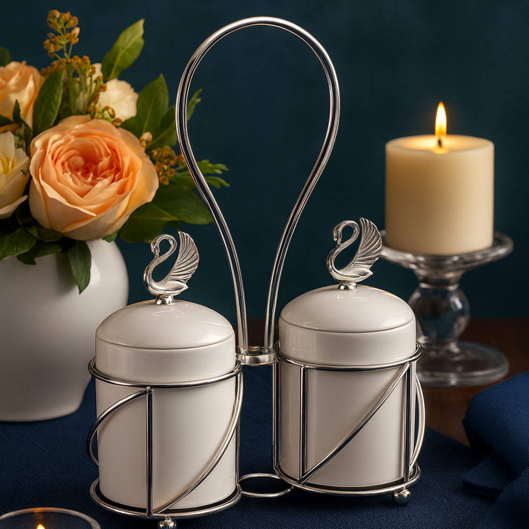 Ceramic Canisters 2 in 1 Silver