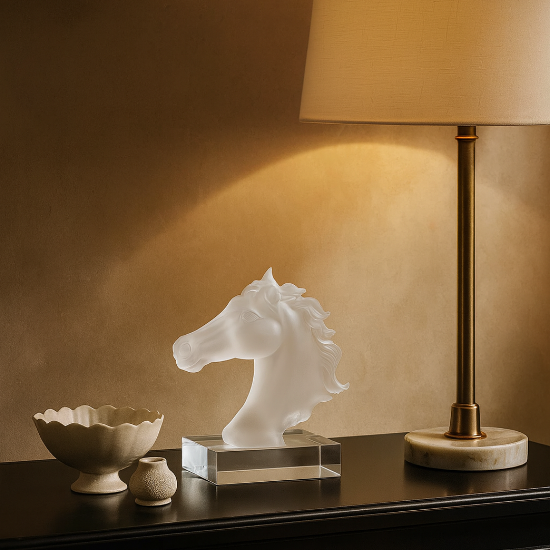 Enchanting Crystal Horse Head Sculpture (H-15CM)