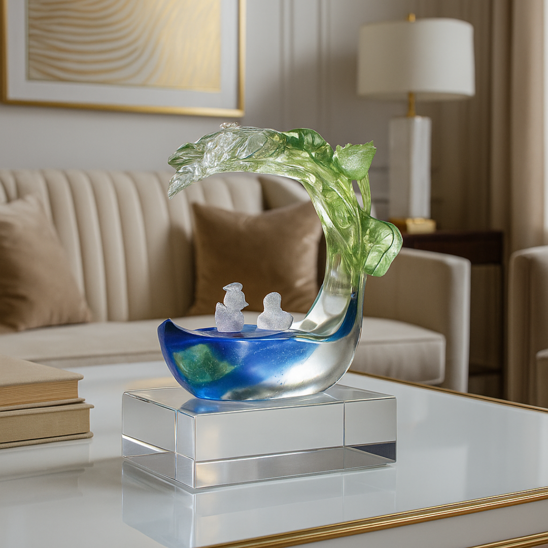 Whimsical Waters Crystal Dolphin Sculpture (H-15CM)