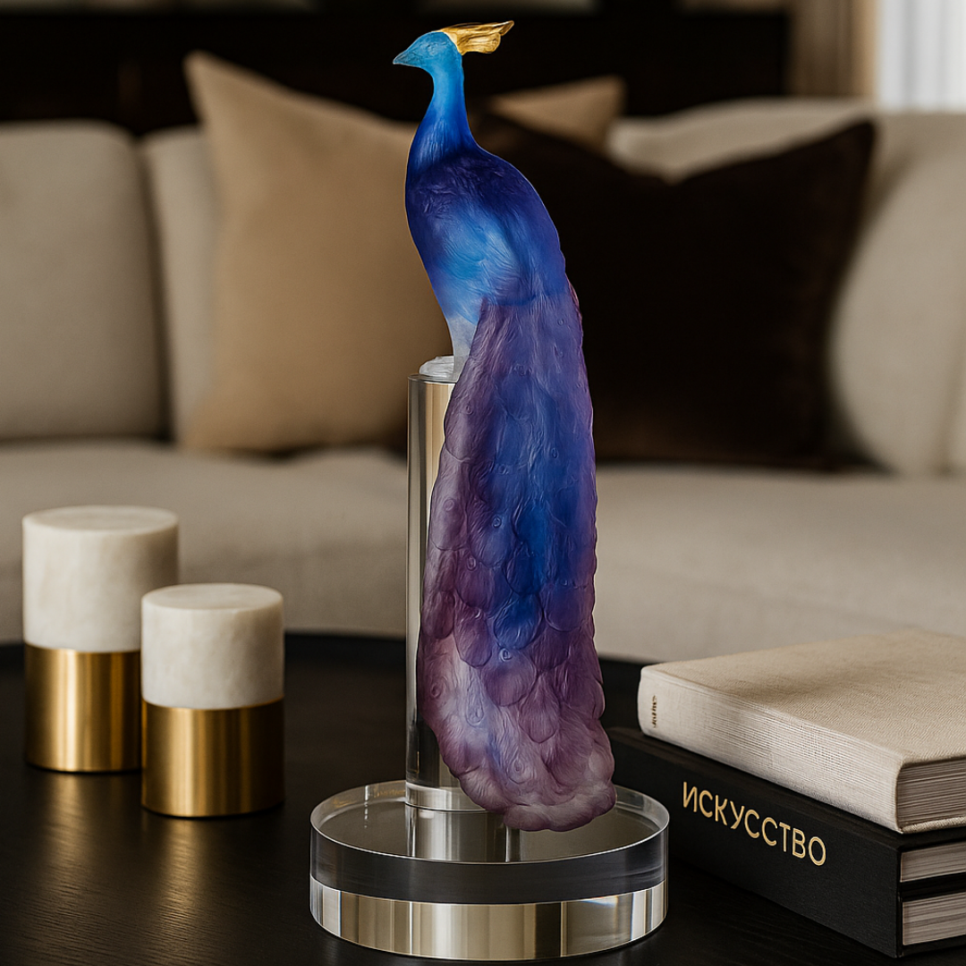 Sapphire Peacock Crystal Sculpture(H-31CM)