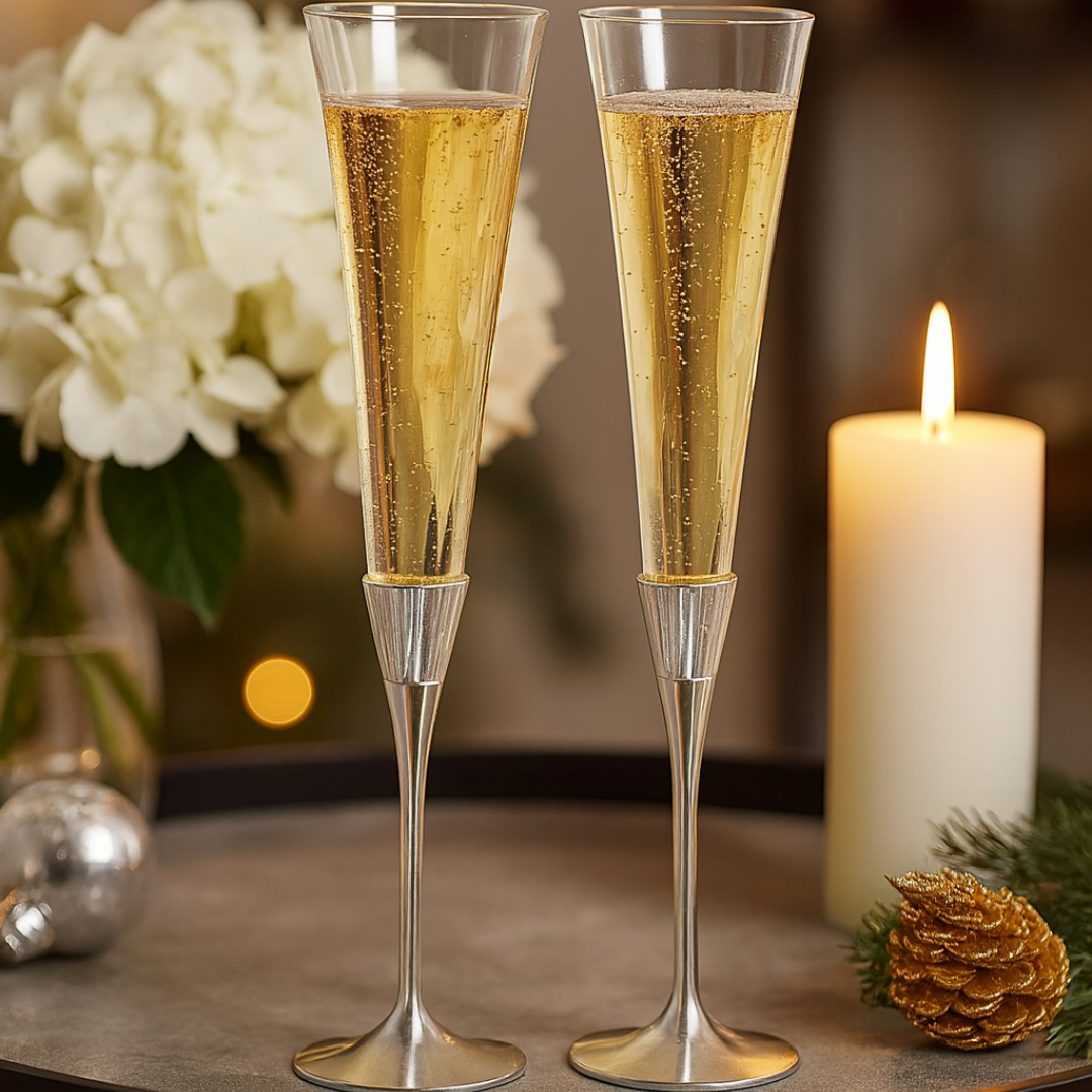 Champagne Flute set of 2 - Silver