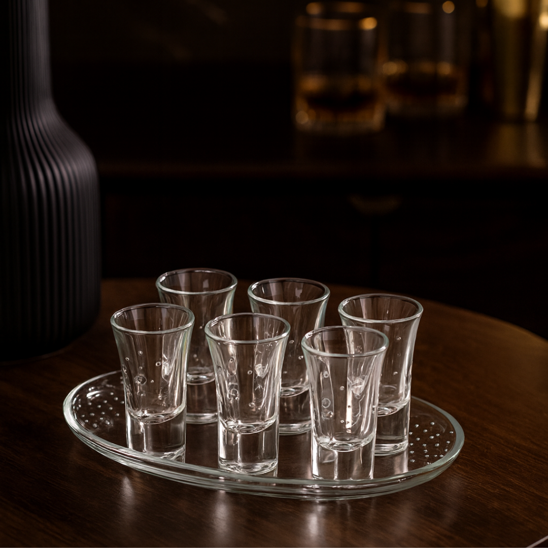 Set of 6 Swarovski Shot Glasses with Swarovski Tray CLEAR
