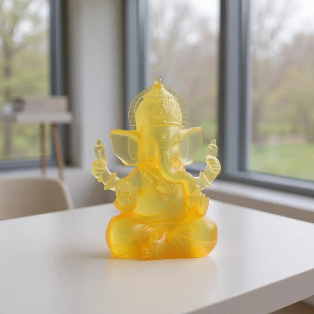 Amber Ganesha Crystal Sculpture