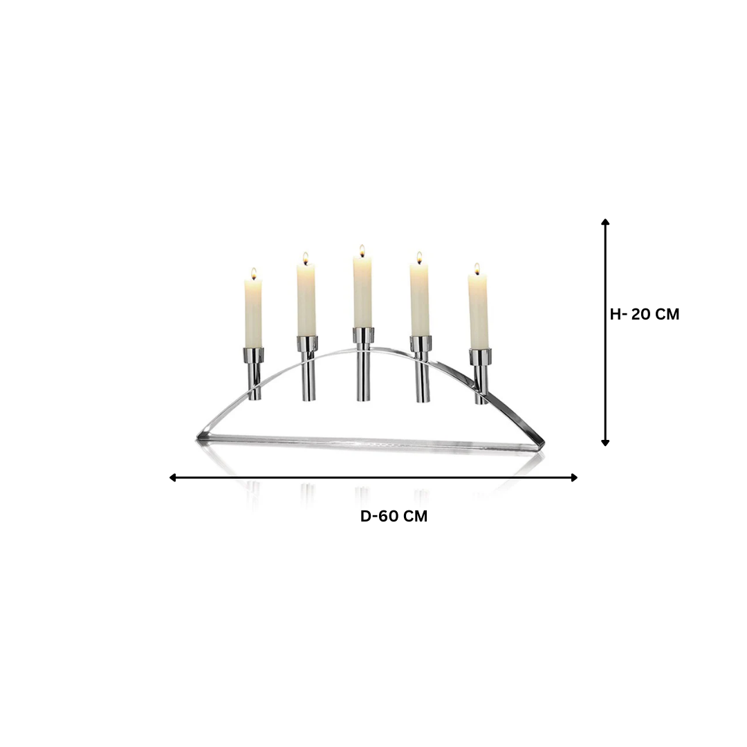 5 Flames Candle Stand- Silver