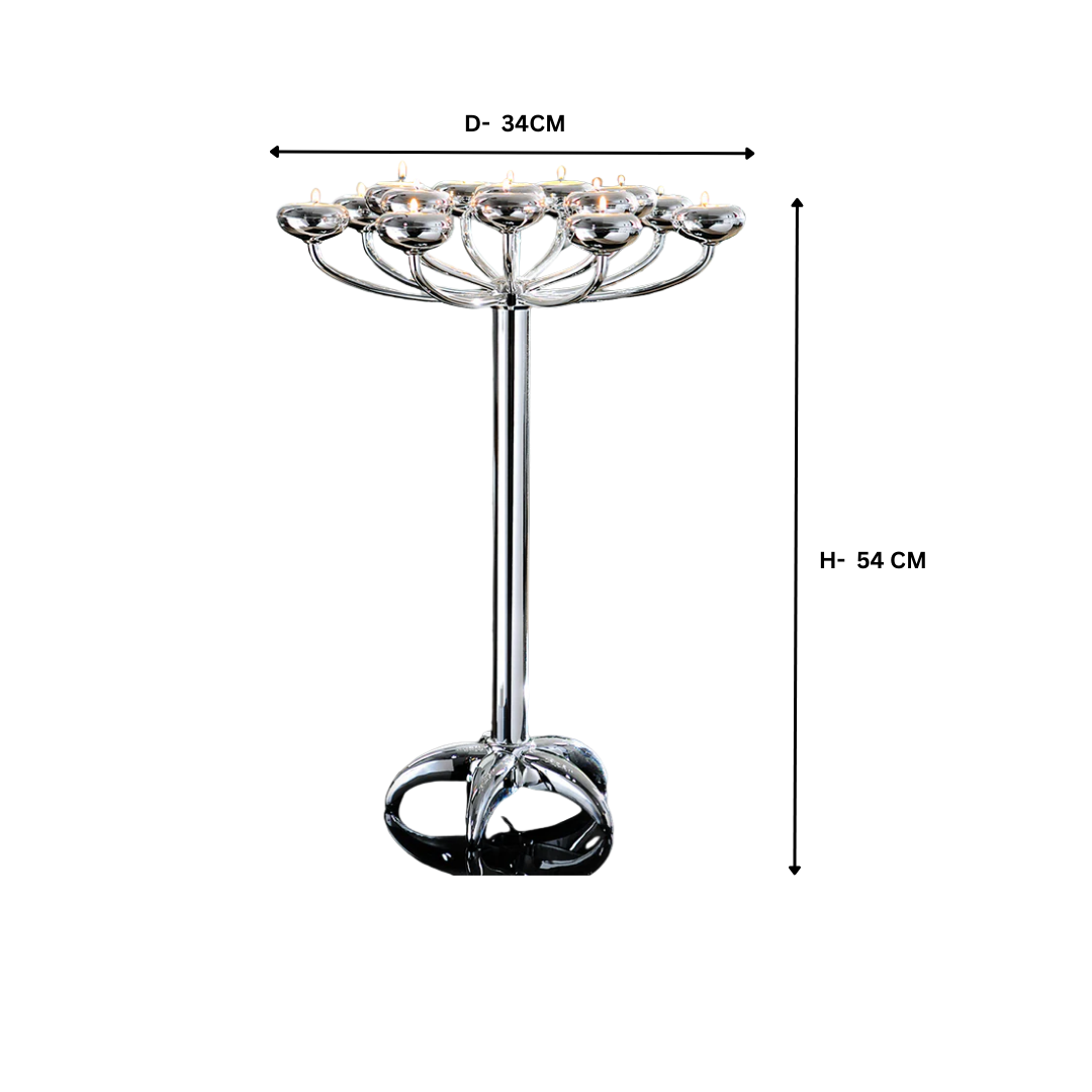 15 Flames Candle Stand- Silver