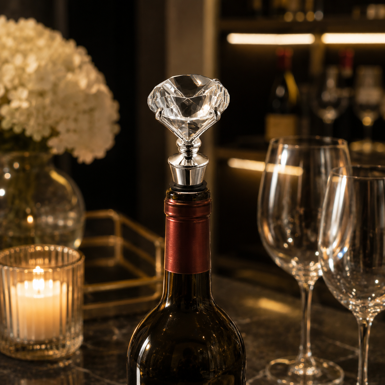 Diamond Wine Stopper – Silver
