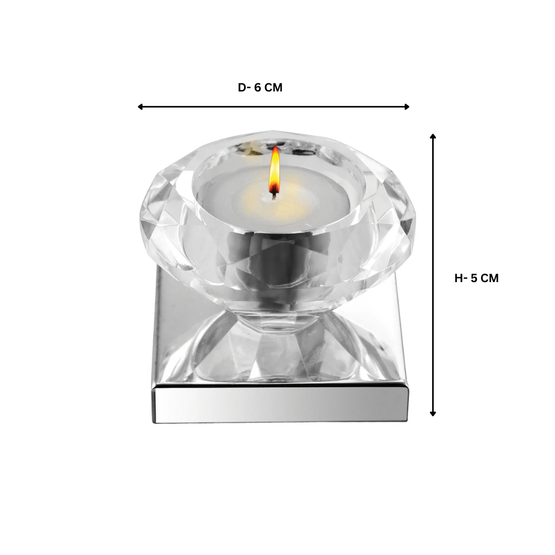 Crystal Tea Light Silver- Set of 2