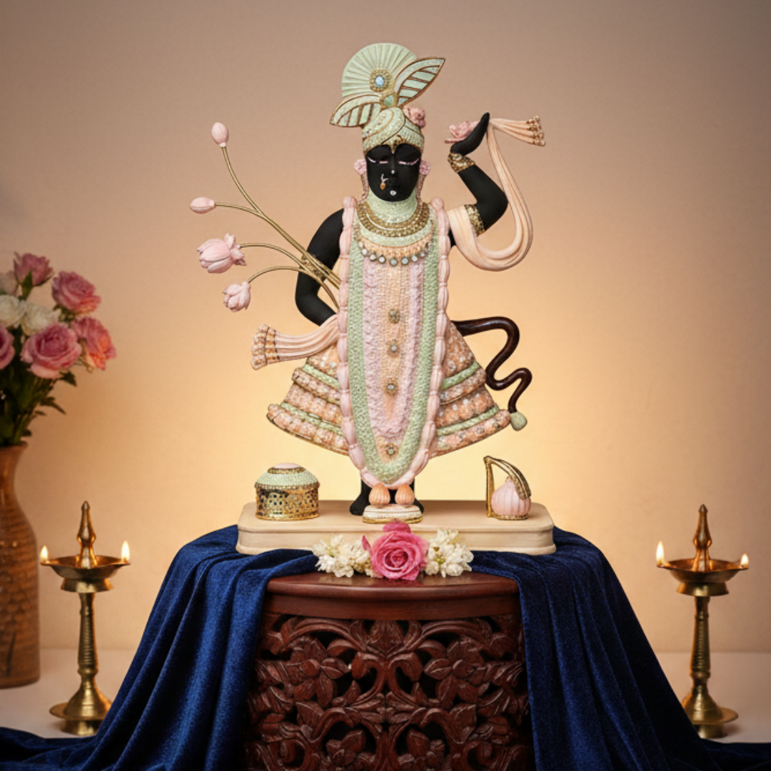 Momentz Idol Multicolor Porcelain Shrinath Ji Divinity(h-51 cm)- Colored