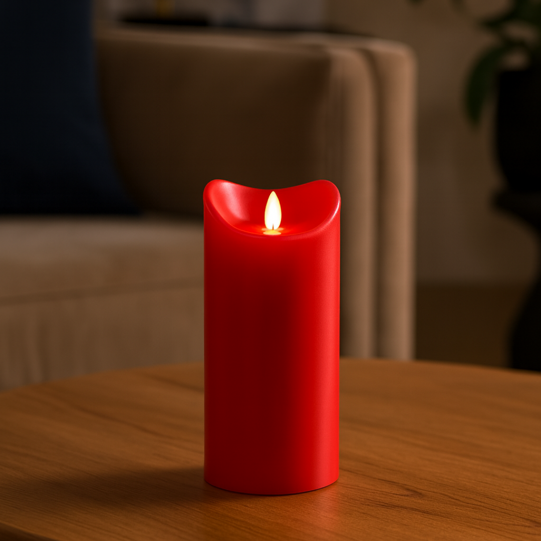 Flickering Candle Medium- Red