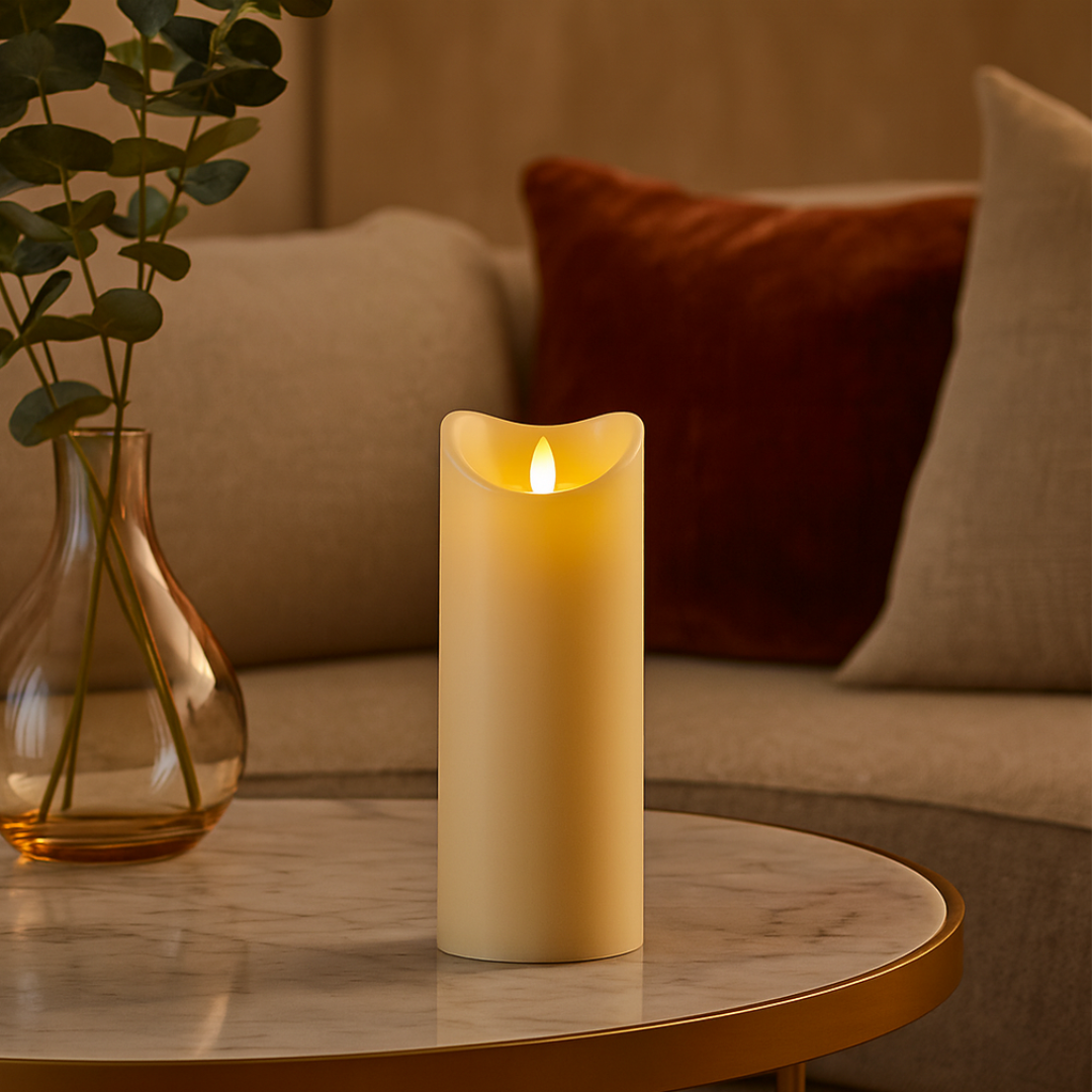 Flickering Candle large- White