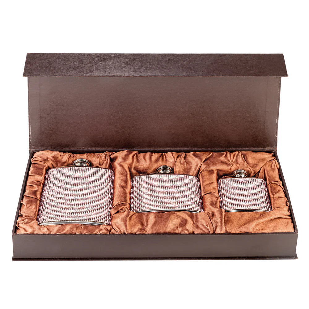 Crystal-Studded Hip Flask – Set of 3