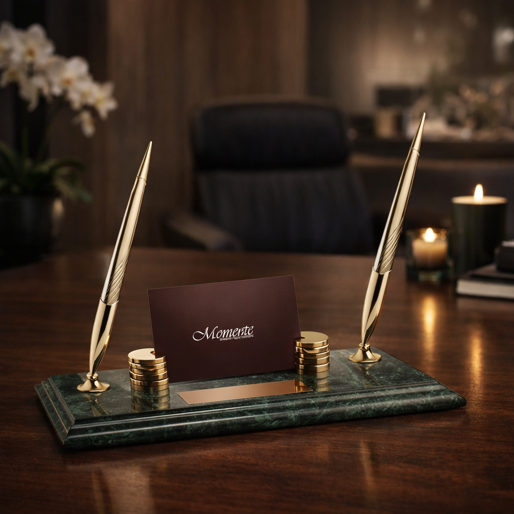 2 Pens with Card Holder- Green