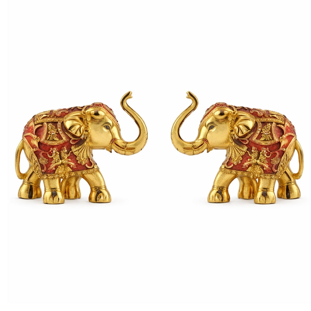 Pair of Gold Red Meena 3.8 inch / 9.5 cm