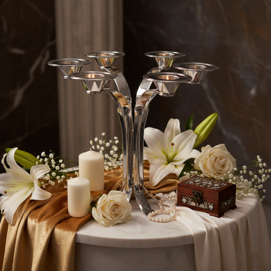 6-in-1 Candle Stand- Silver