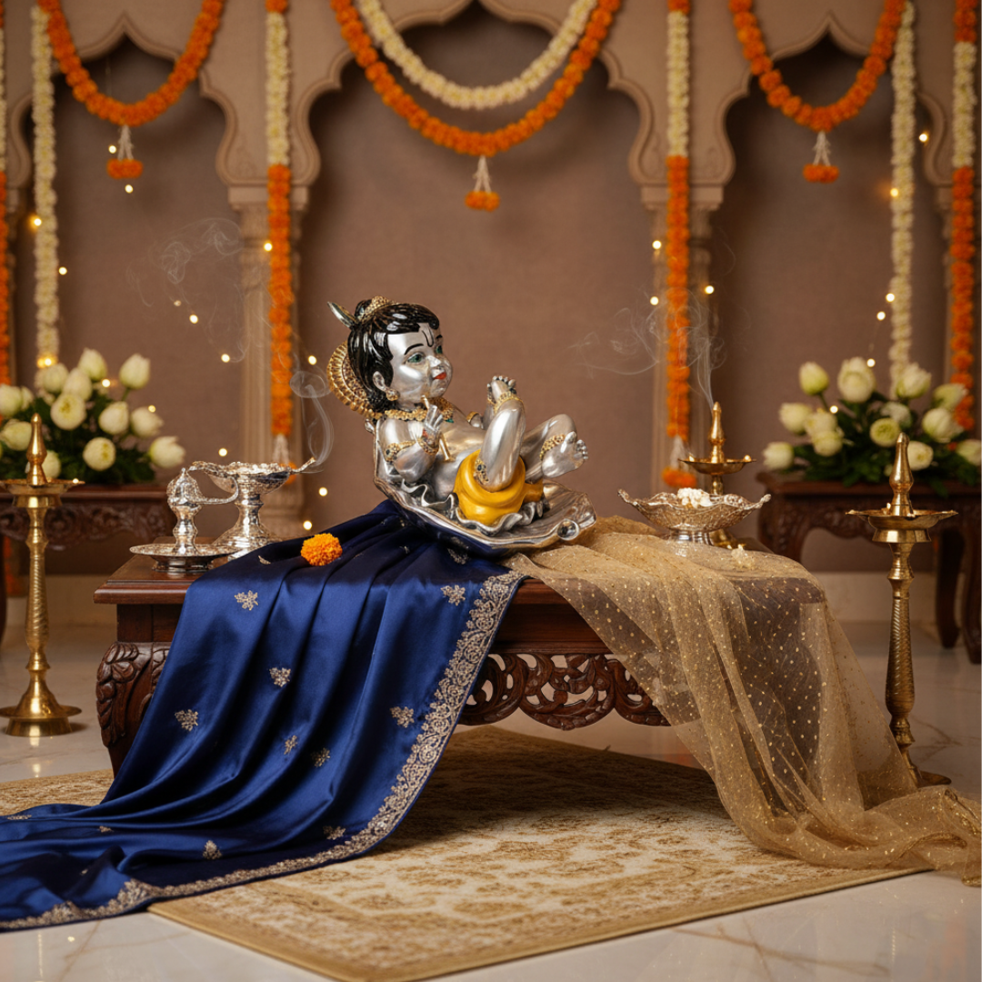 Bal gopal Krishna  (h-14 cm)- Silver Statue