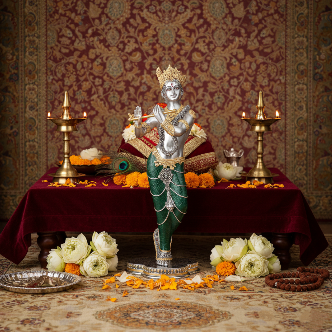 Standing Krishna (h-48.5 cm) Green
