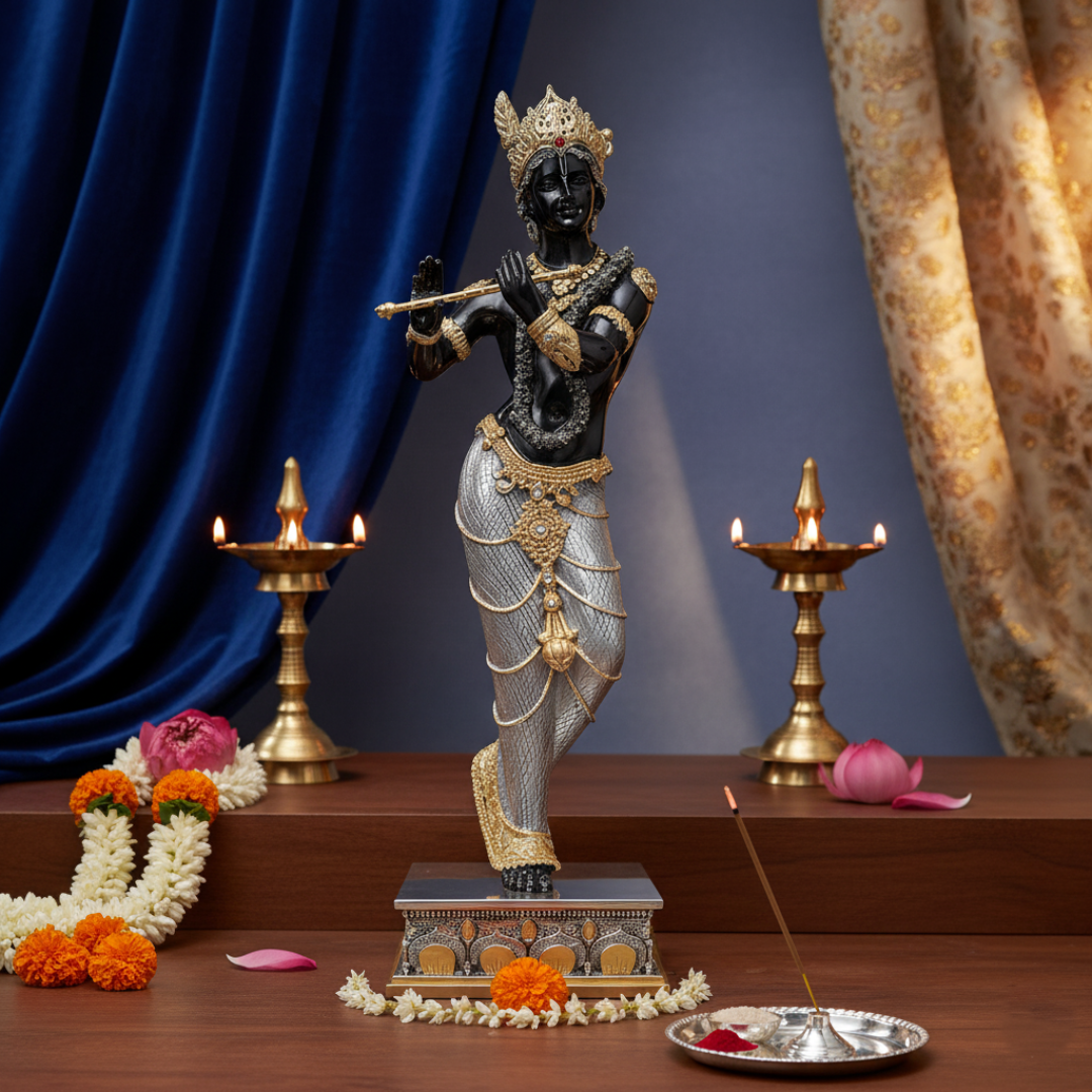 Standing Krishna (h-48.5 cm) Black