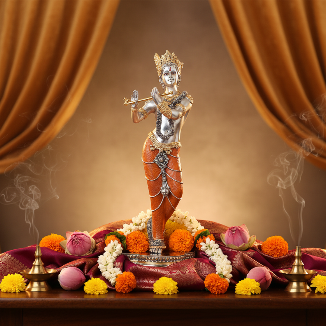 Standing Krishna (h-48.5 cm) Orange