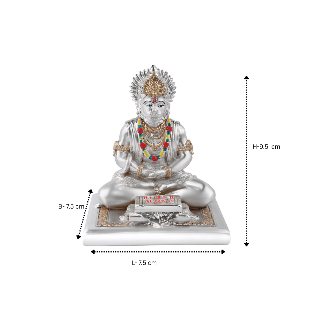 Dhyan Hanumanji Small (9.5 cm)- Silver
