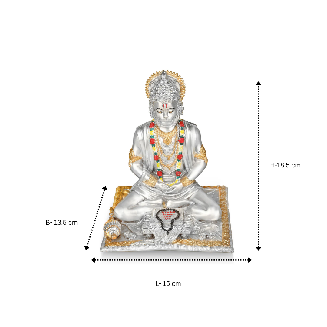 Dhyan Hanumanji Medium(18.5 cm)- Silver