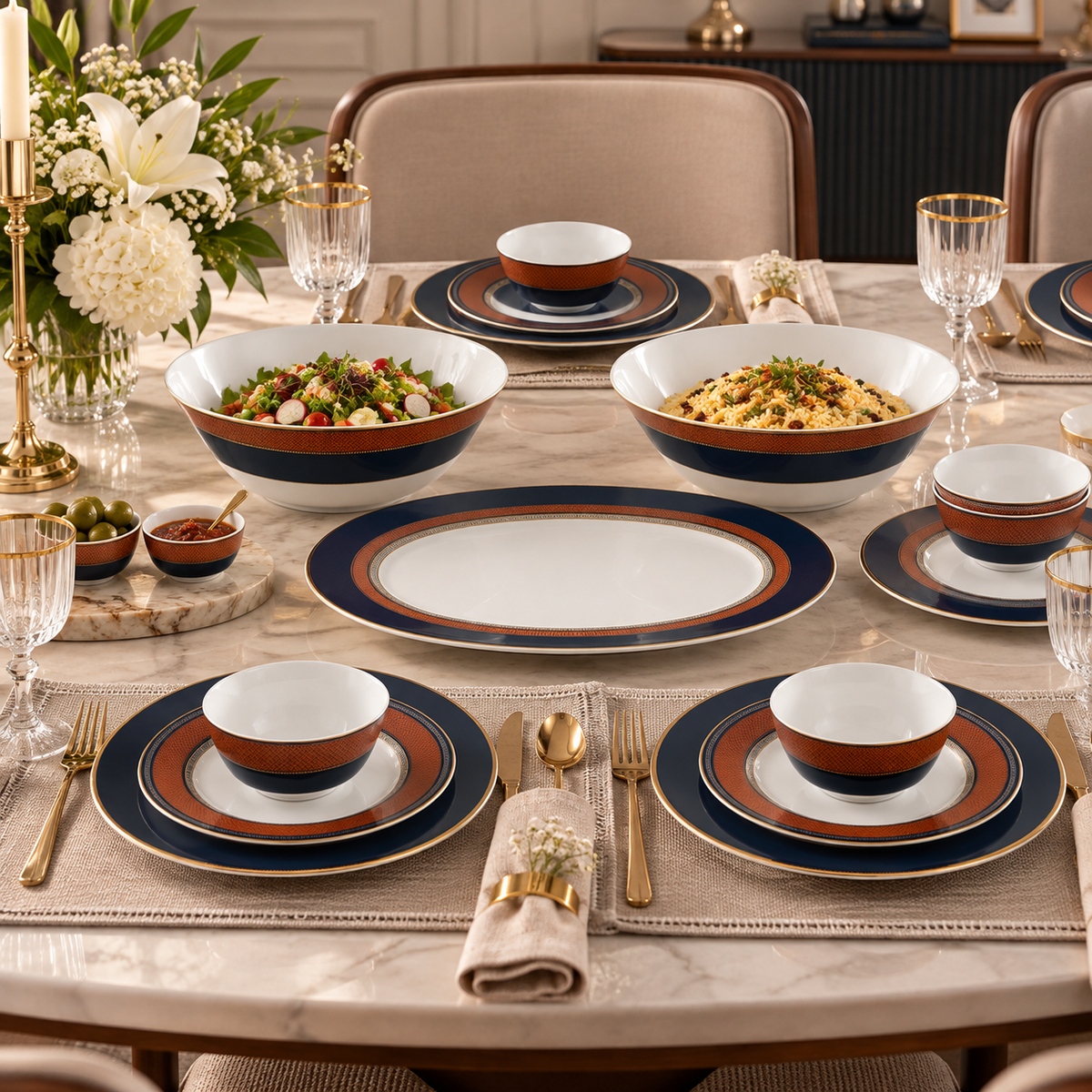 Sienna mosaic 21pc dinner set