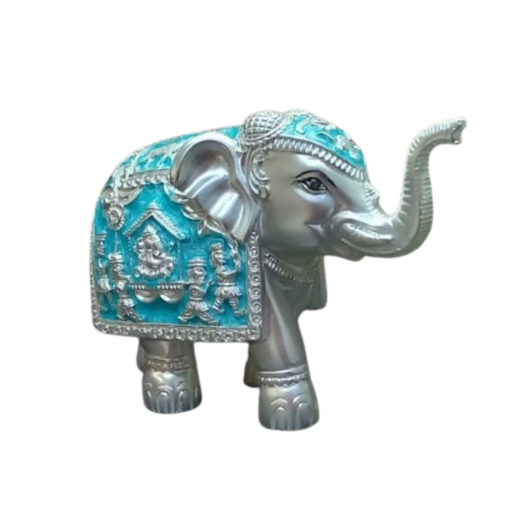 Silver Sky Blue Meena Elephant Medium