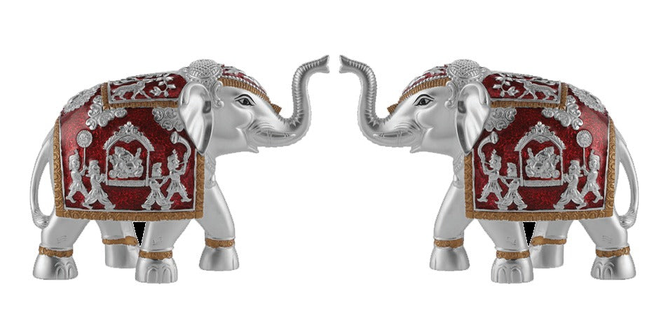 Set of 2  Silver Red Meena Medium (9.5cm)
