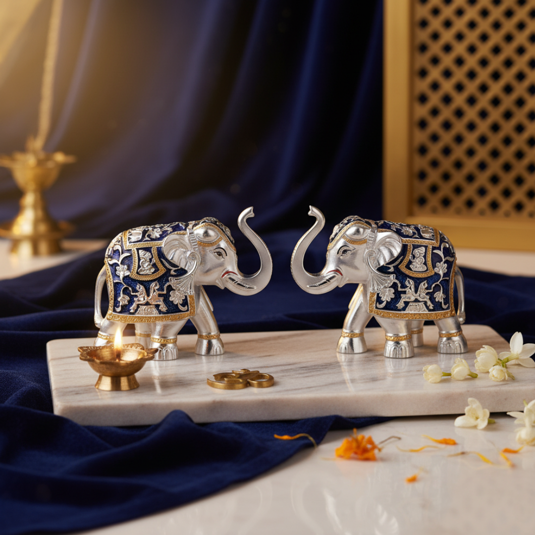 Set of 2  Silver Blue Meena Medium (9.5cm)