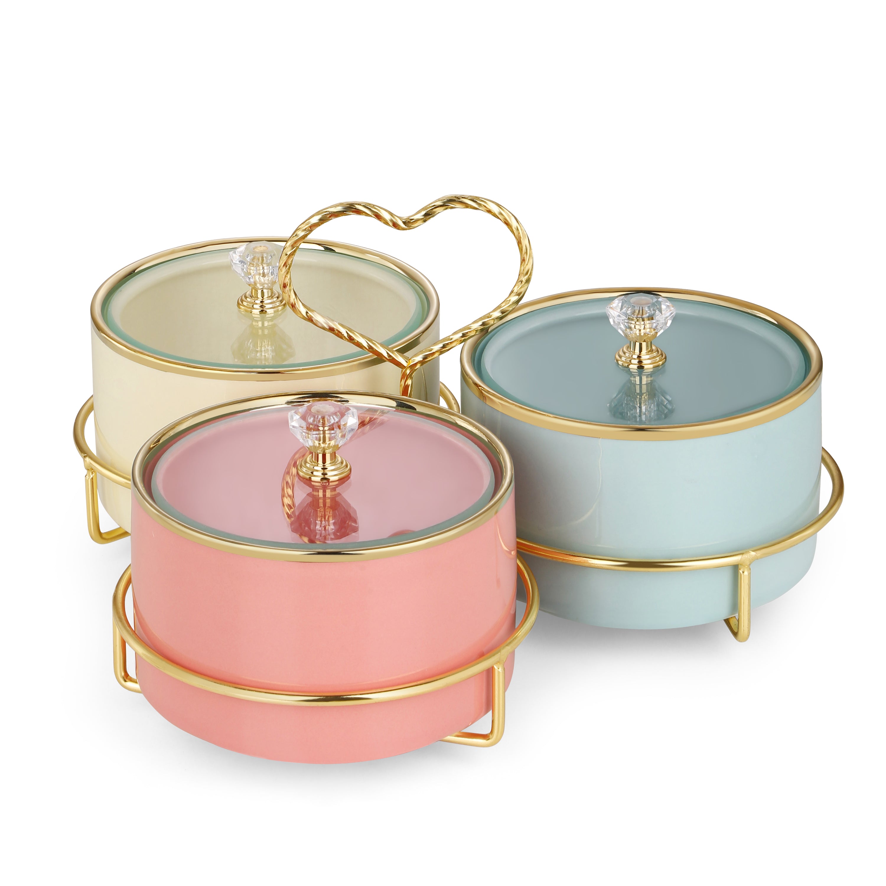 Set of 3 Bowls with Lid & Handle