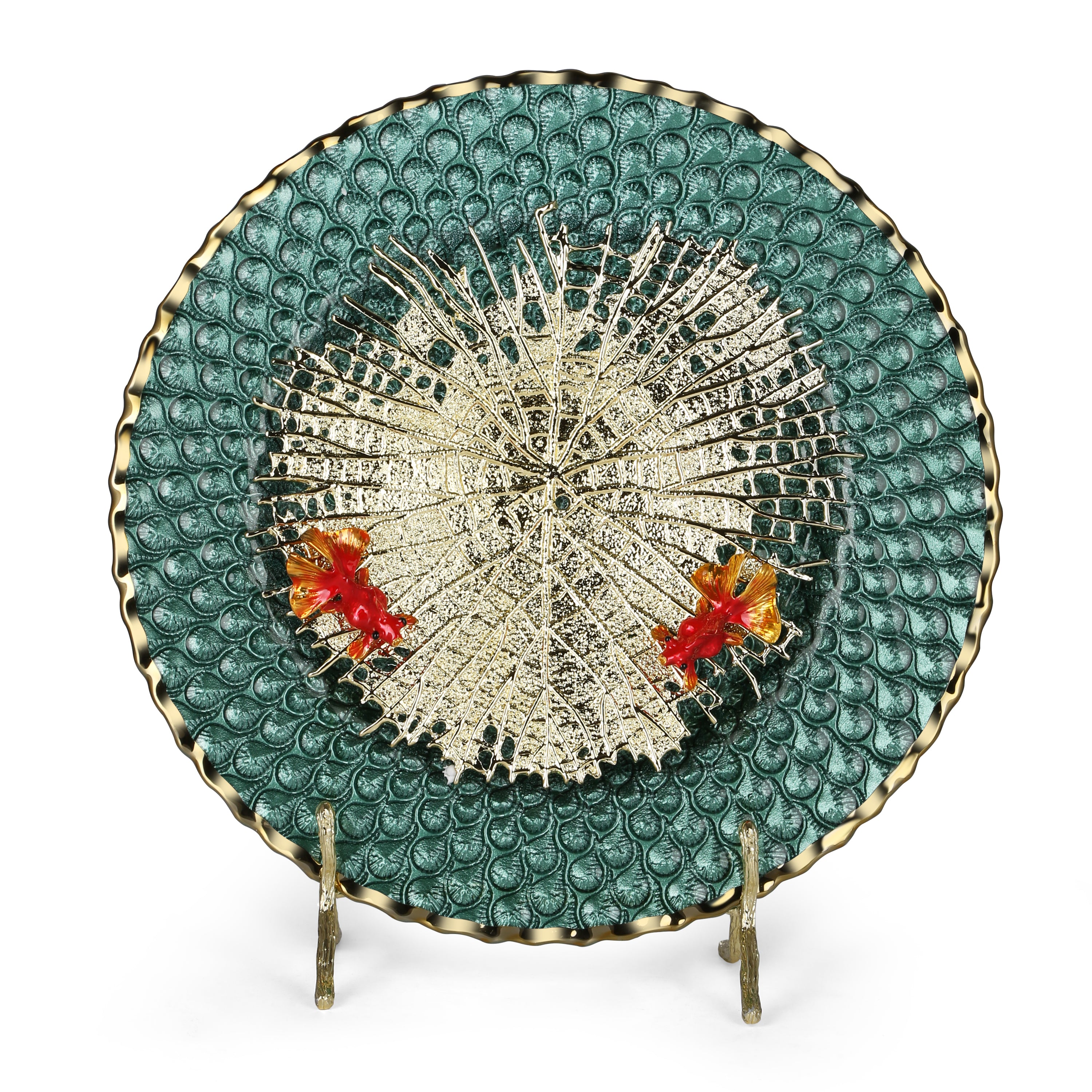 Peacock Green Plate with Dipplay Stand