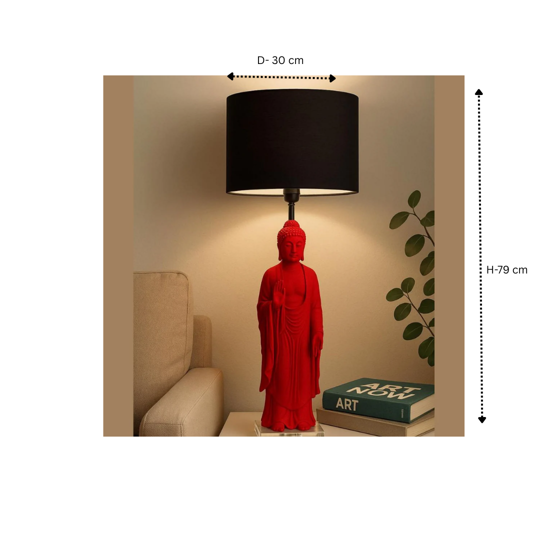 Red Buddha Table Lamp with Black Shade(78.2CM)
