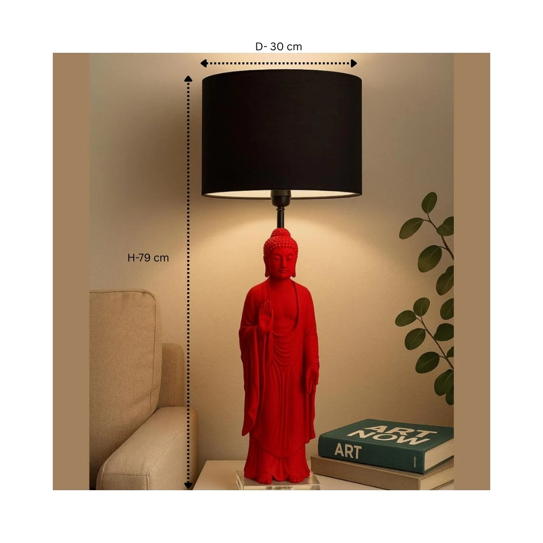 Red Buddha Table Lamp with Black Shade(78.2CM)