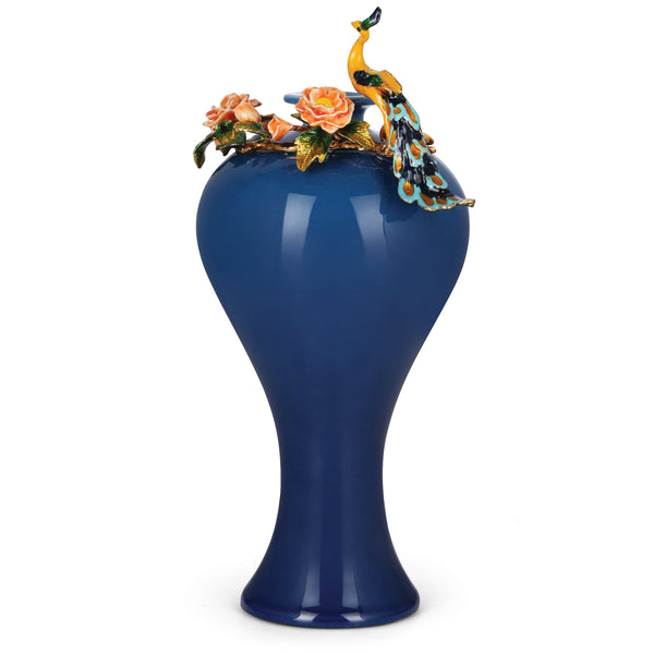 Peacock Blossom Blue Vase (TALL)
