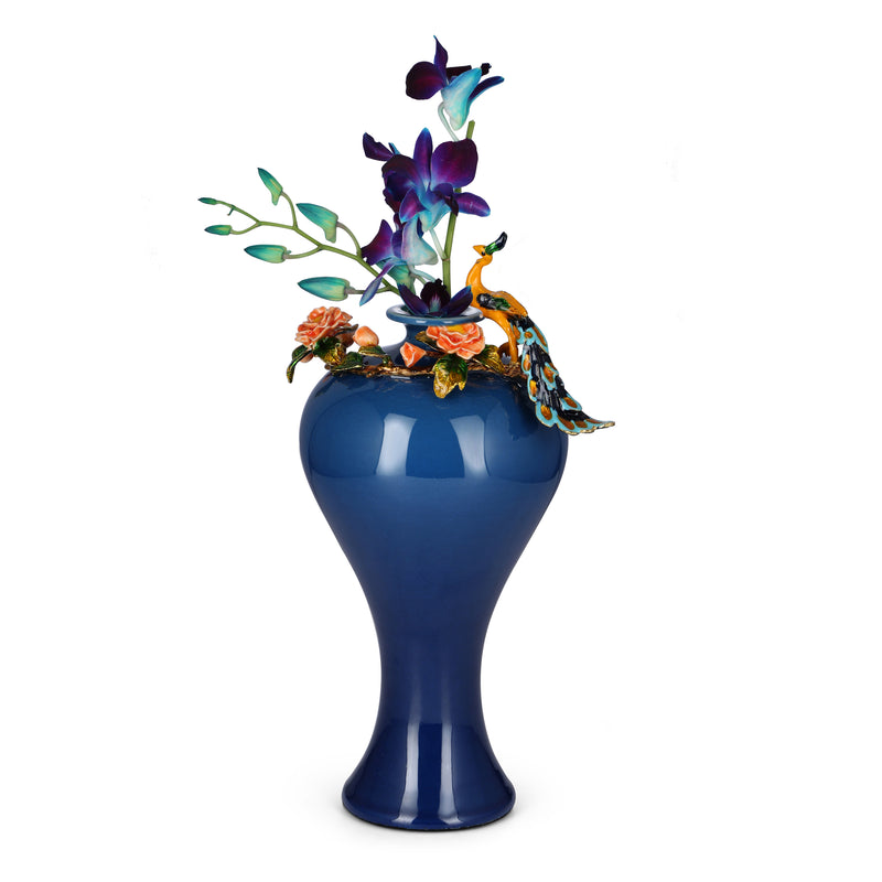 Peacock Blossom Blue Vase (TALL)