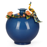 Peacock Blossom Blue Vase (ROUND) (H-26CM)
