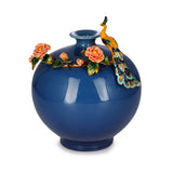 Peacock Blossom Blue Vase (ROUND) (H-26CM)