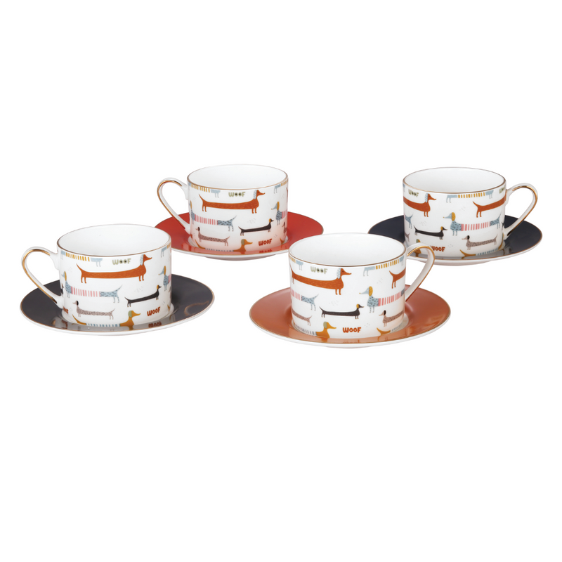 Set of 4 Dog Tea Set Colored