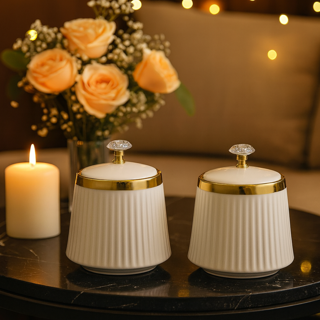 Set of 2 Big Canisters White