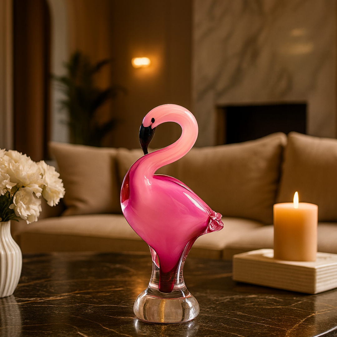 Crystal Standing Flamingo Figurine Pink