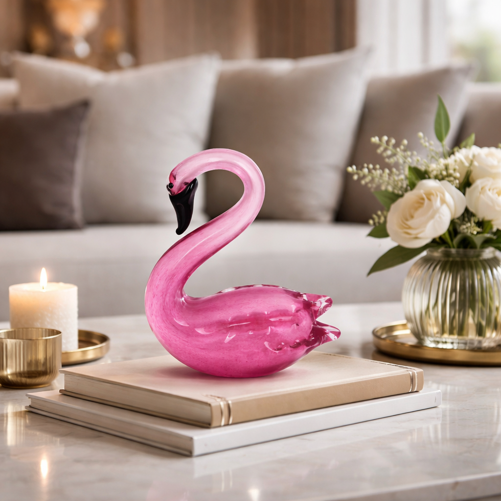 Crystal Curved Flamingo Figurine